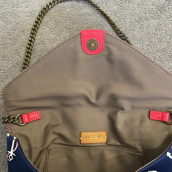 J Crew mint condition vintage envelope purse - red leather and anchor fabric - Picture 3 of 3